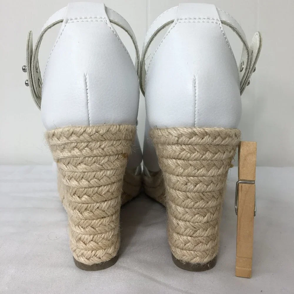 Nautica White Wedge Espadrille Open Toe Heel Sandal Size 8.5 GREAT Condition